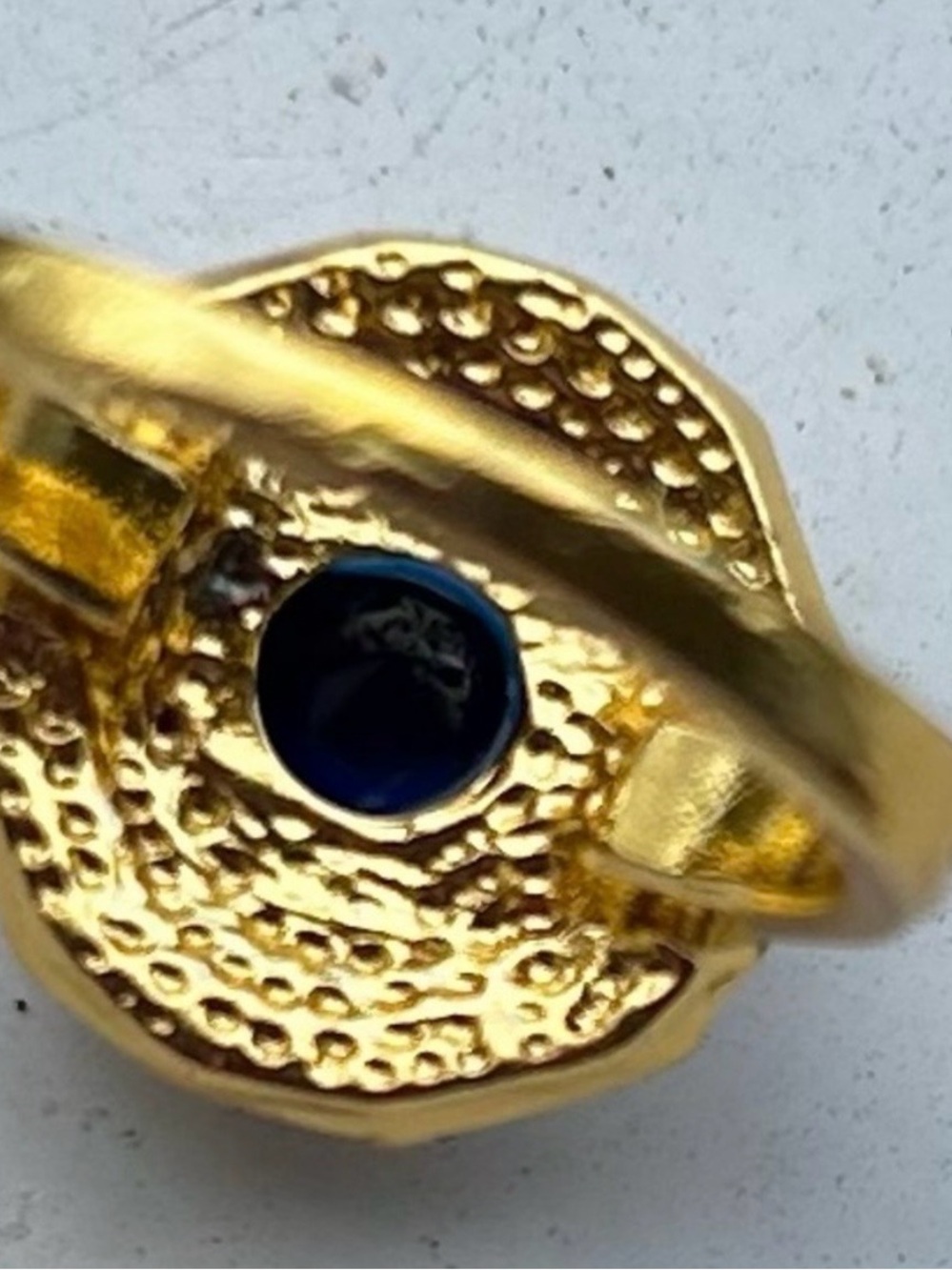 Gold-Plated Ring with Blue Gemstone and Accents - Size 6 - Picture 8 of 10